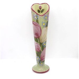 Ceramic Hand Crafted Lesal Home Floral Bud Vase 9.5in. preowned